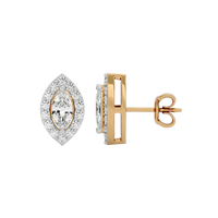 0.5 ct Marquise halo studs - Basket setting