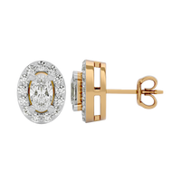 0.5 ct Oval halo studs - Basket setting