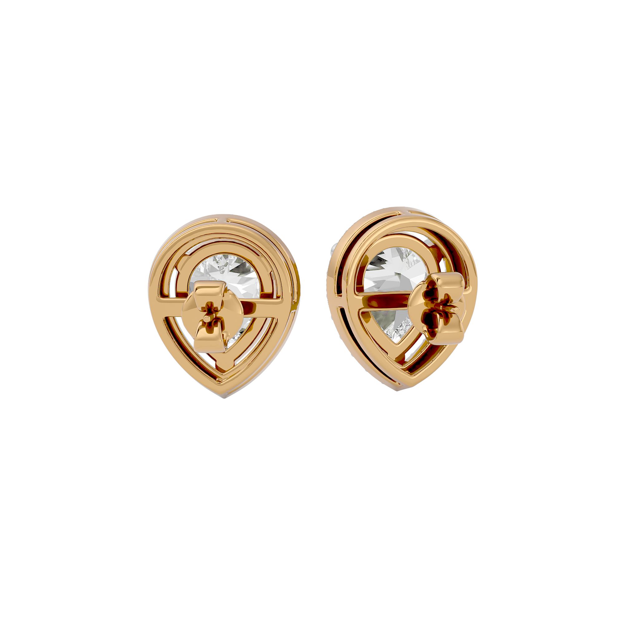 4 ct Pear halo studs - Basket setting