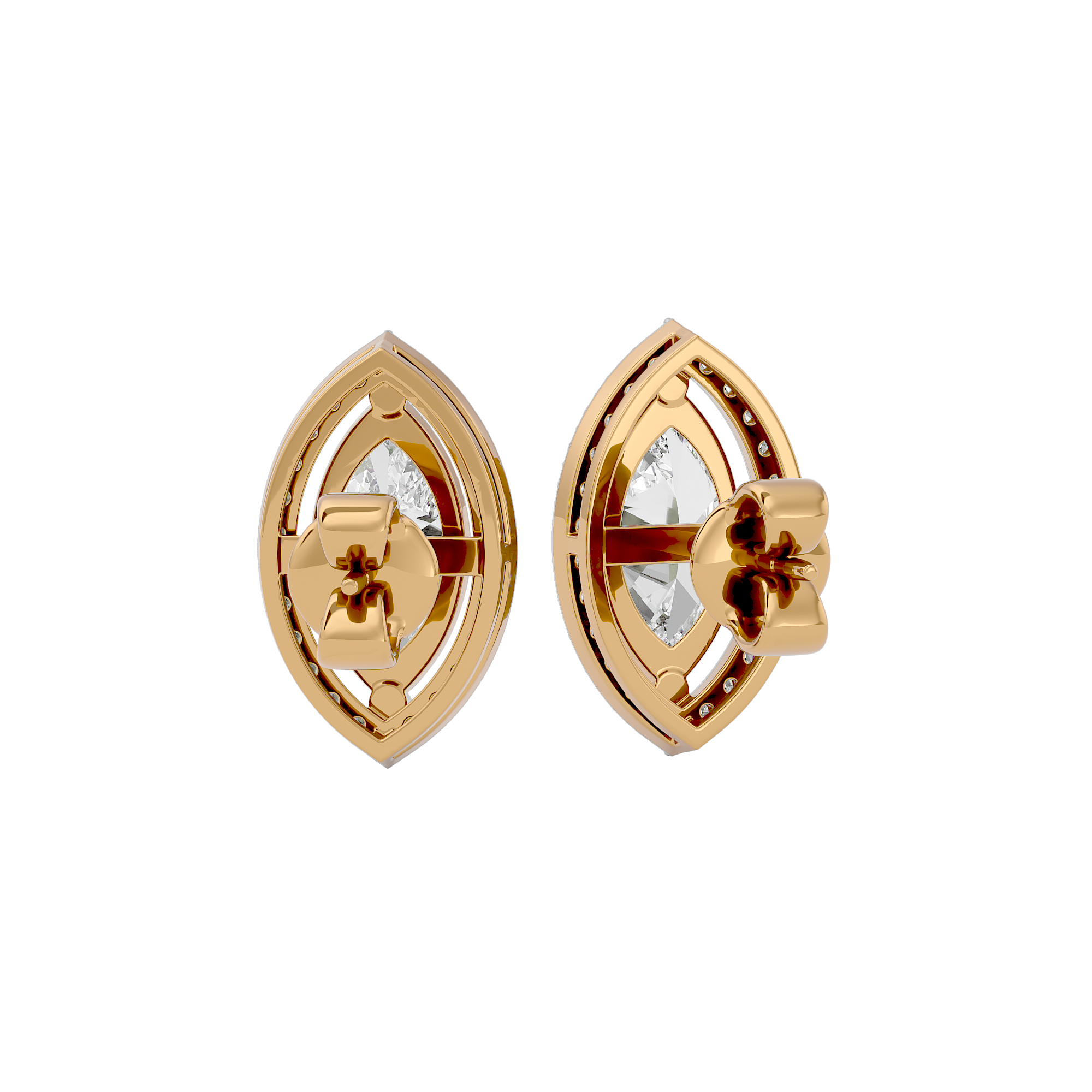 4 ct Marquise halo studs - Basket setting