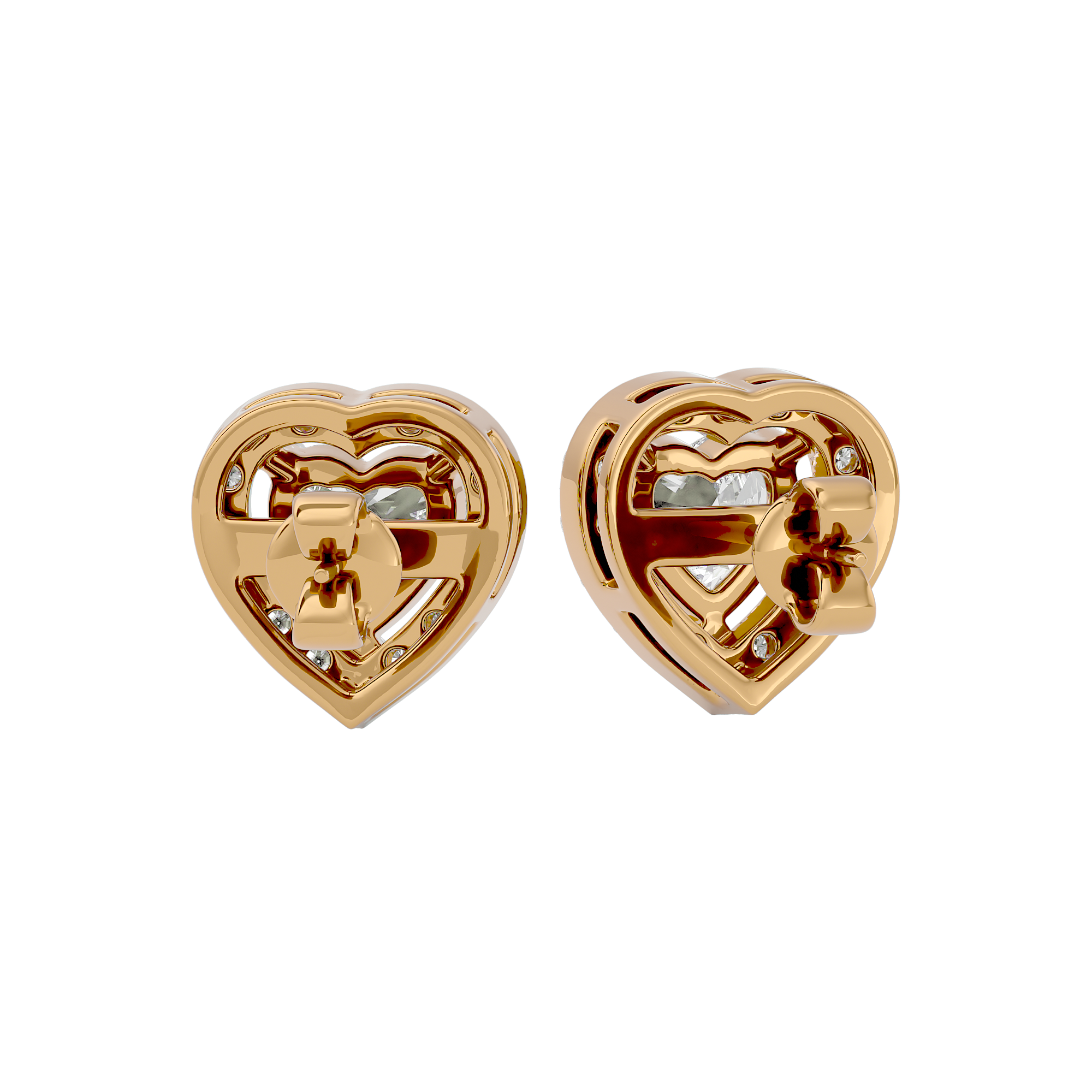 1 ct Heart halo studs - Basket setting