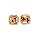 1 ct Princess studs with square halo - Basket setting