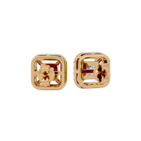 1 ct Princess studs with square halo - Basket setting