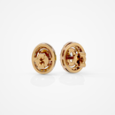 0.6 ct Oval studs with halo - Basket setting