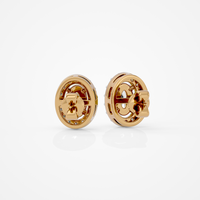 0.6 ct Oval studs with halo - Basket setting