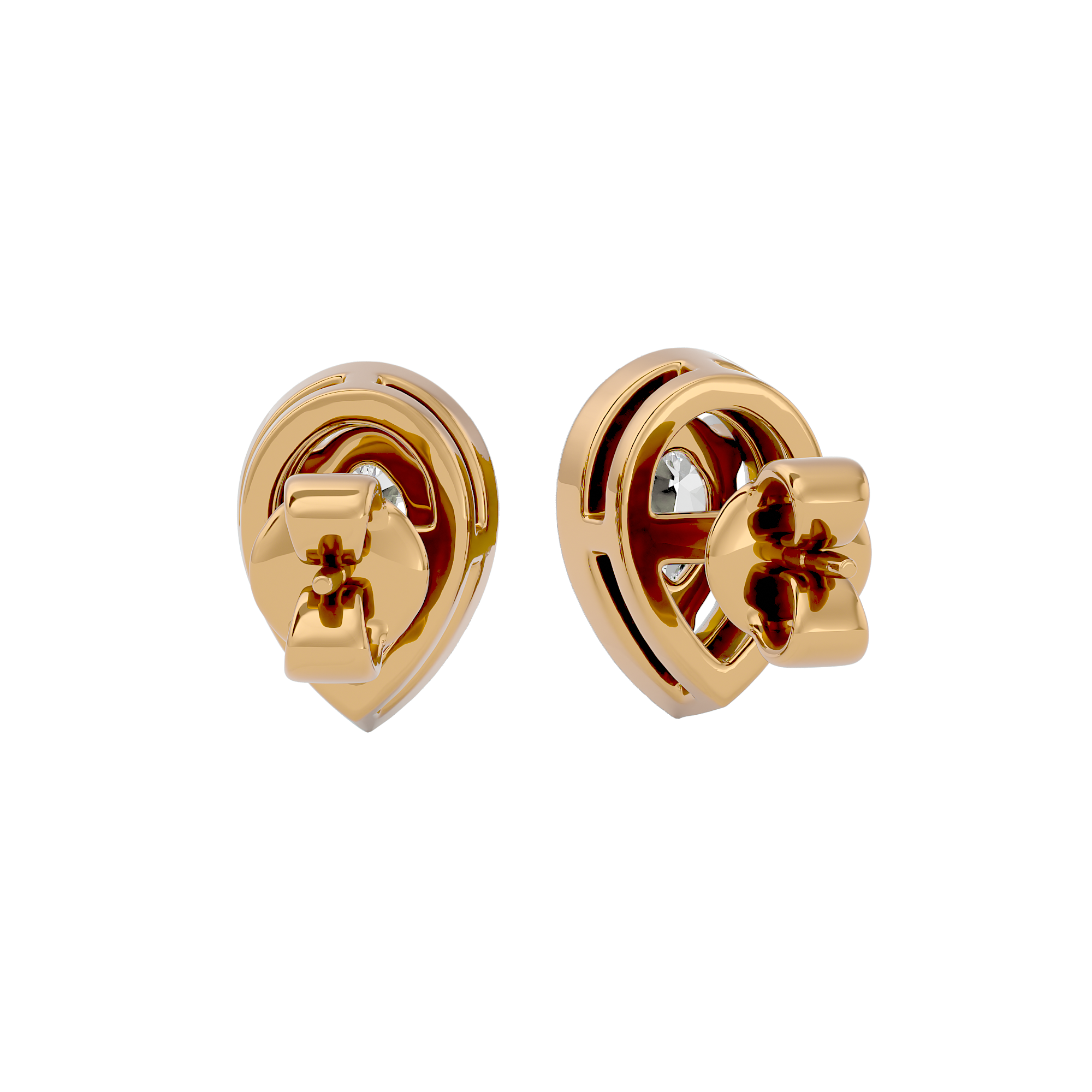 0.5 ct Pear halo studs - Basket Setting