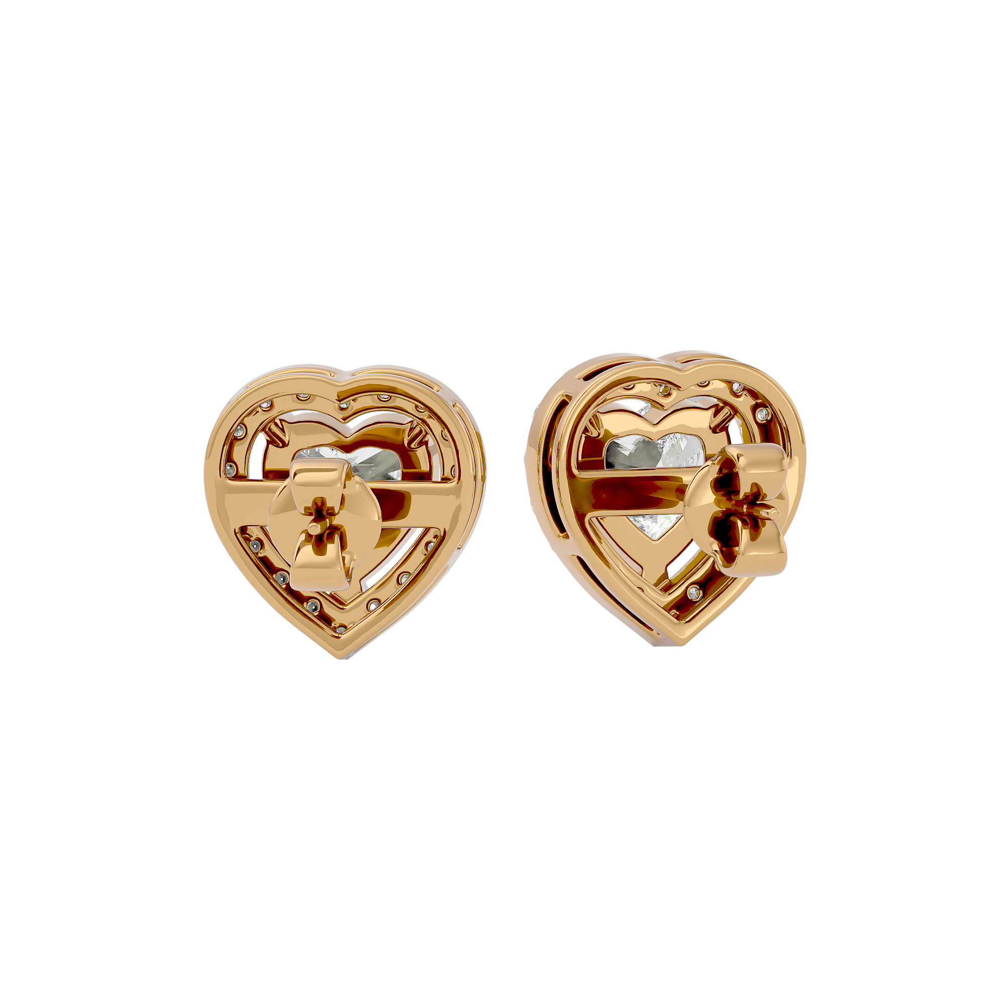 2 ct Heart halo studs - Basket setting