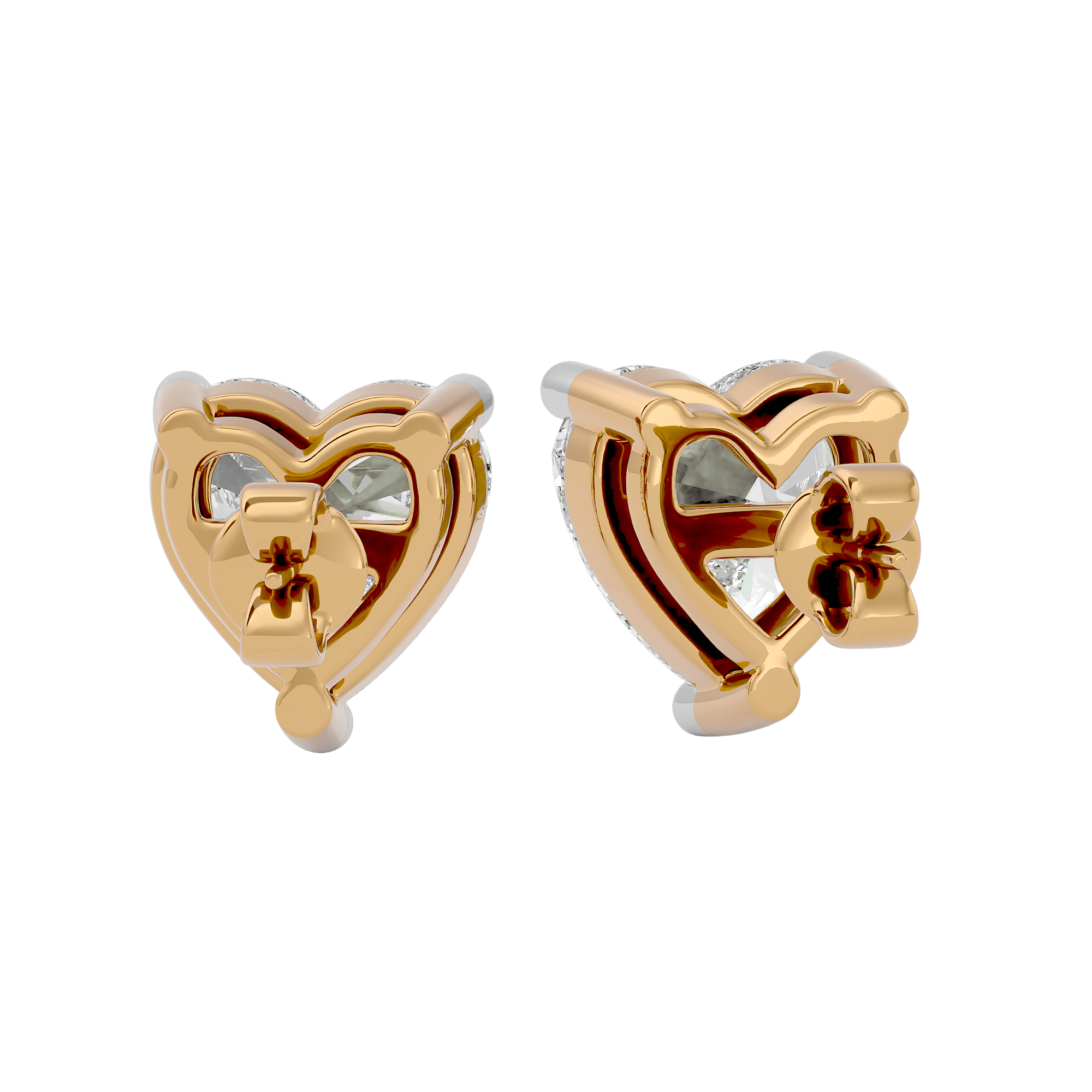 1 ct Heart studs - Basket setting