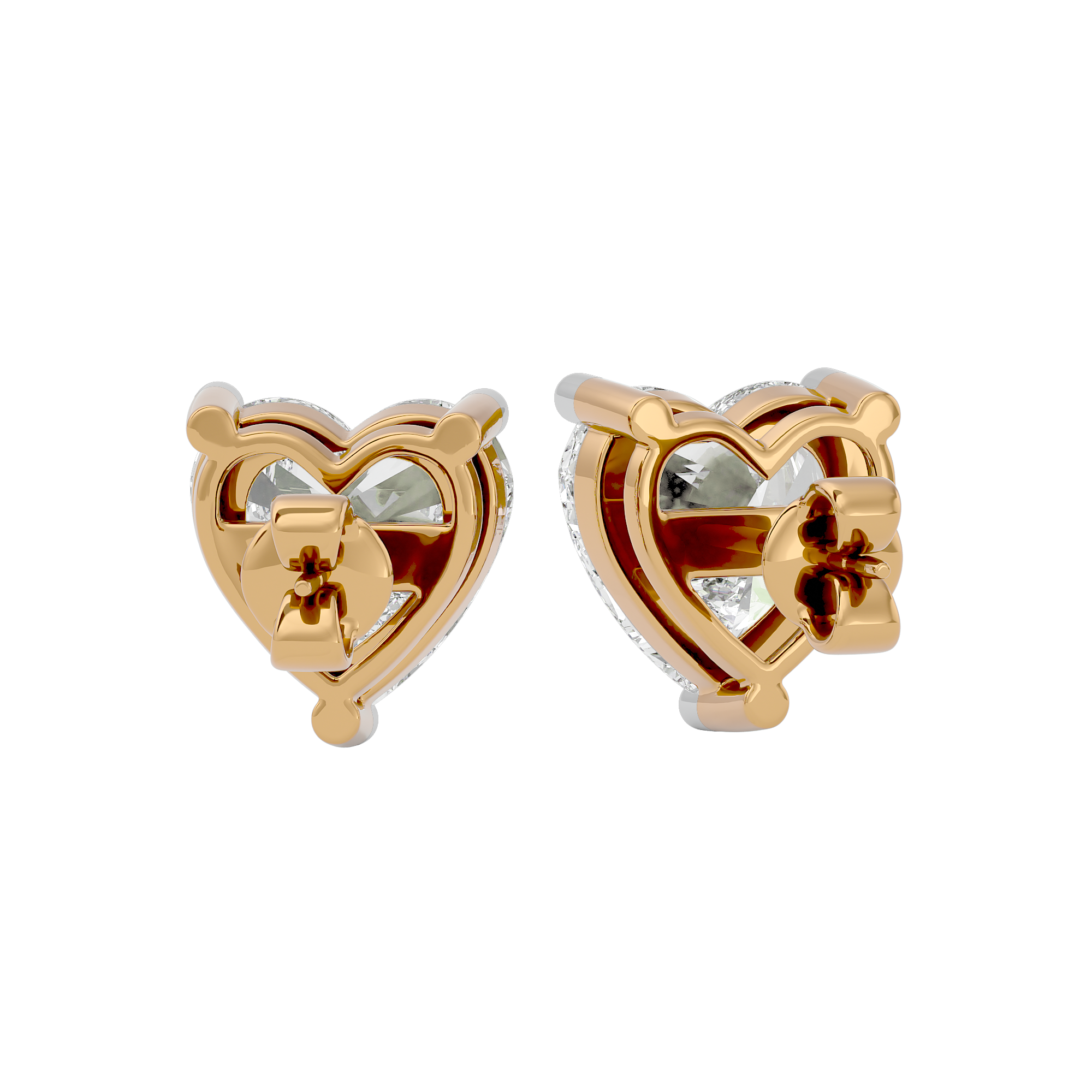 4 ct Heart studs - Basket setting