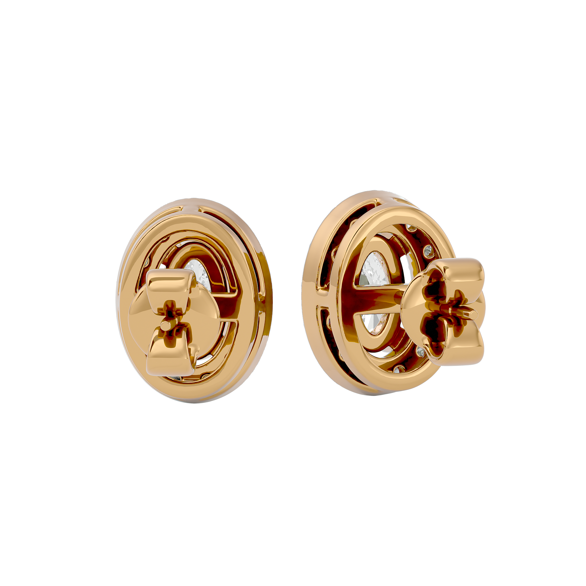 0.5 ct Oval halo studs - Basket setting