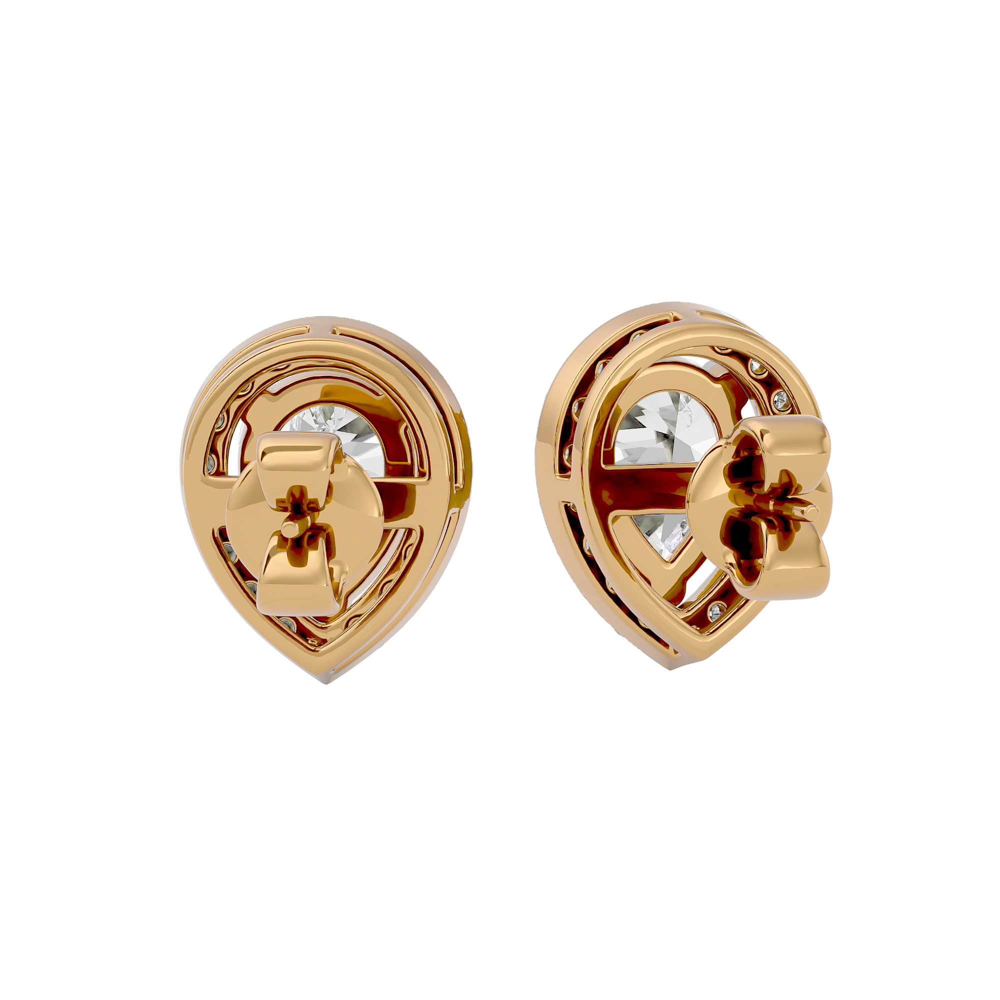 2 ct Pear halo studs - Basket setting