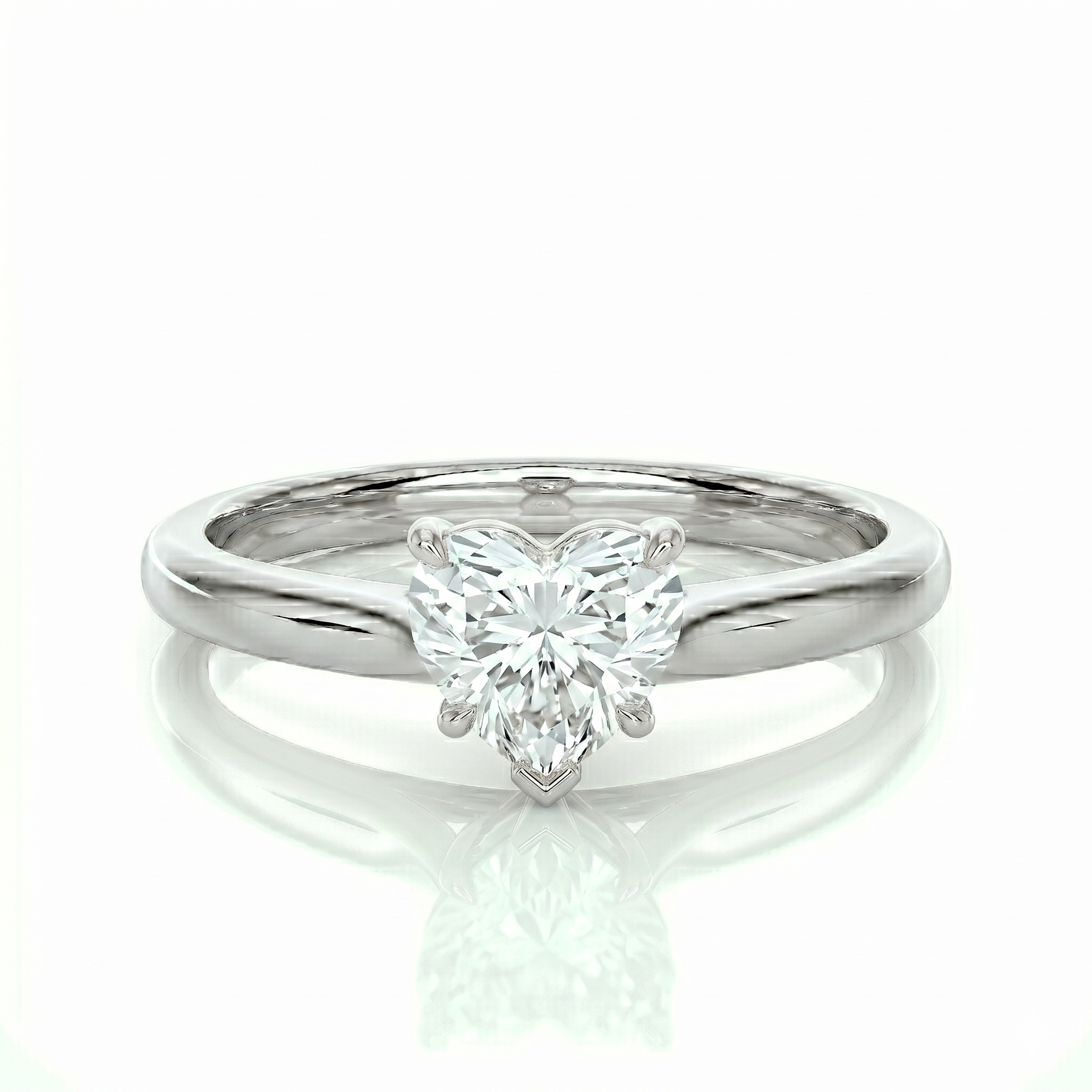 Classic solitaire ring - Heart 1ct