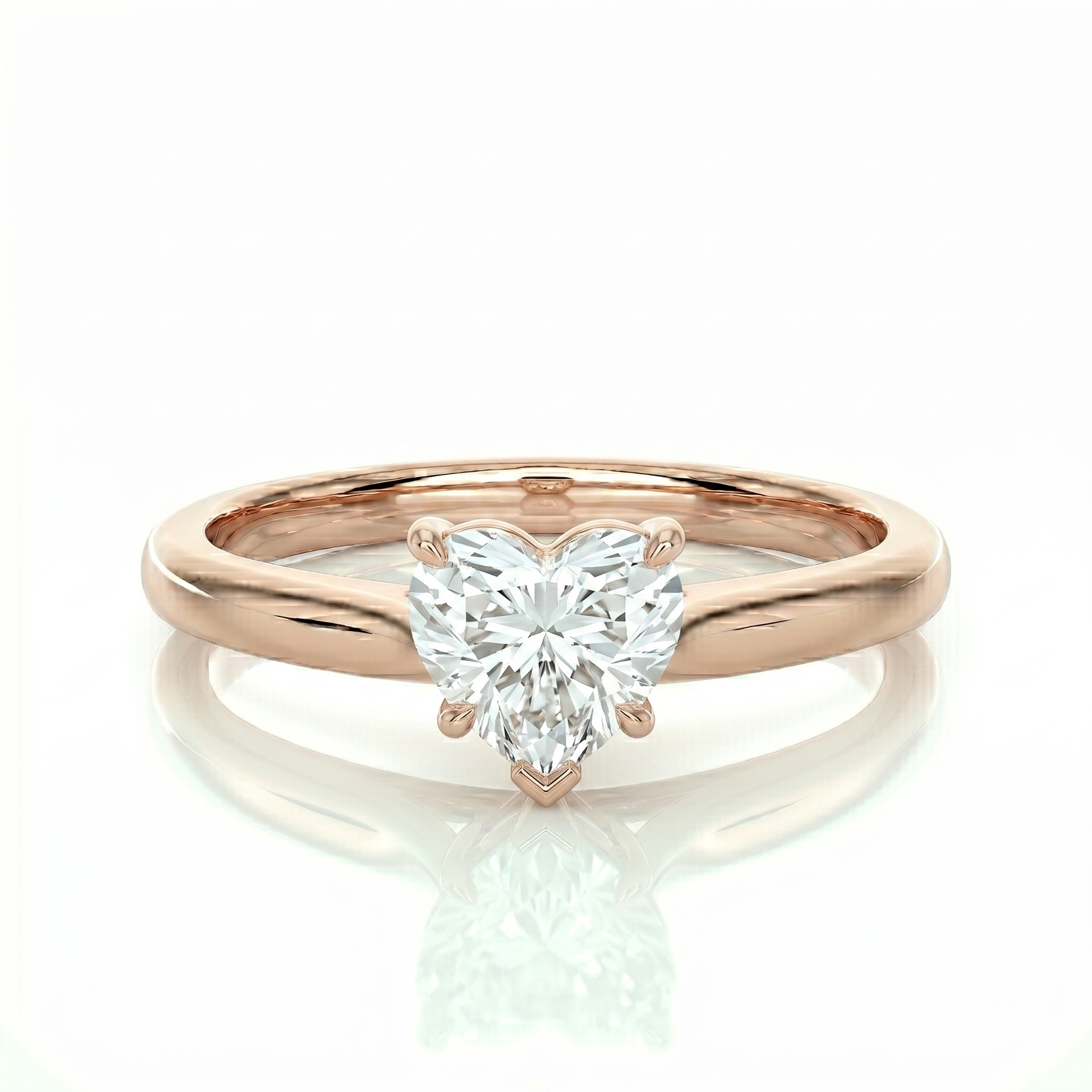 Classic solitaire ring - Heart 1ct