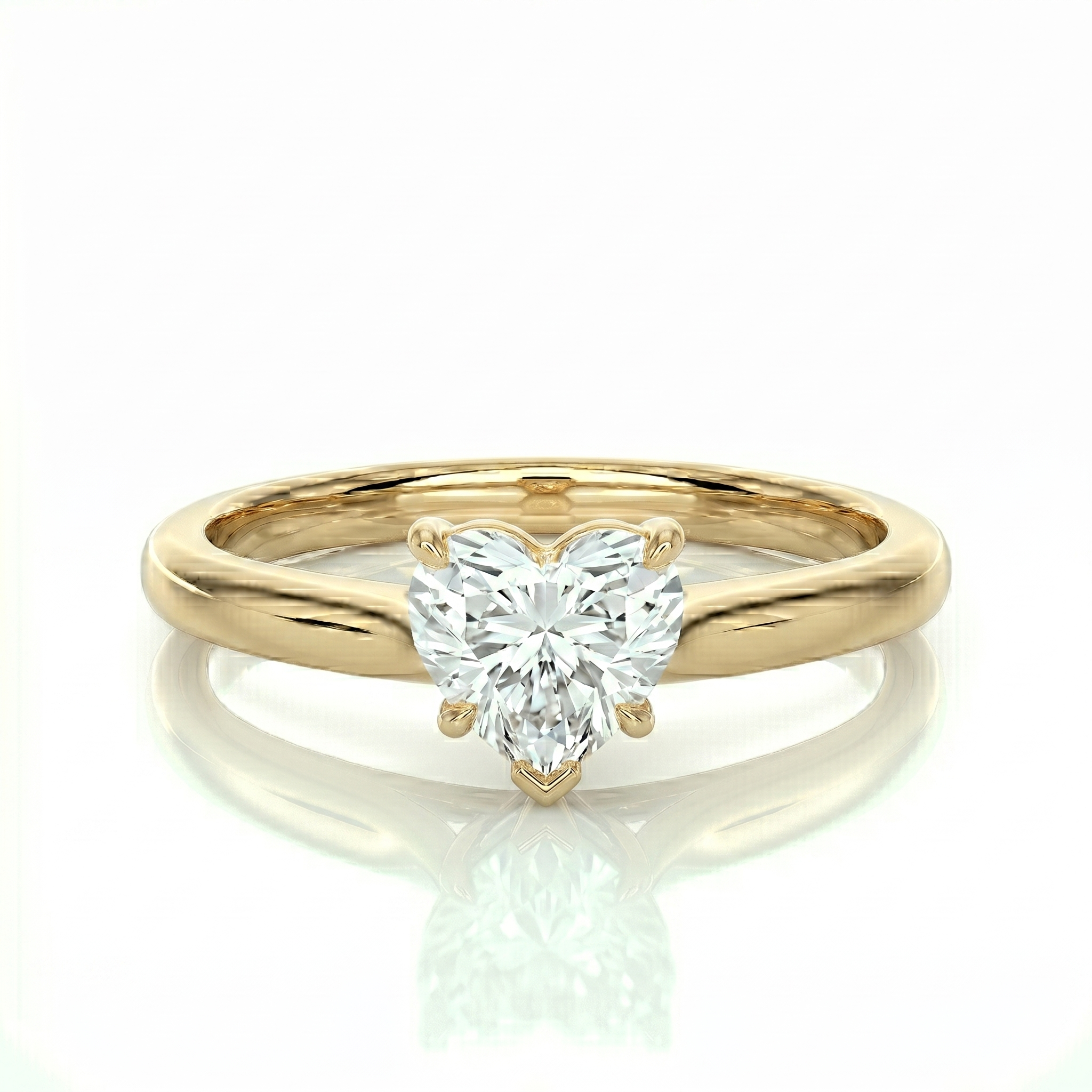 Classic solitaire ring - Heart 1ct