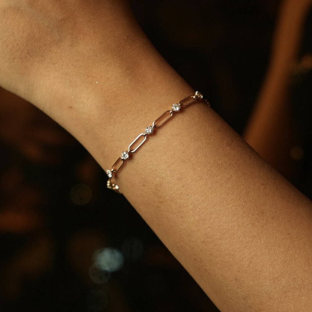 Trombone Diamond Station Bracelet