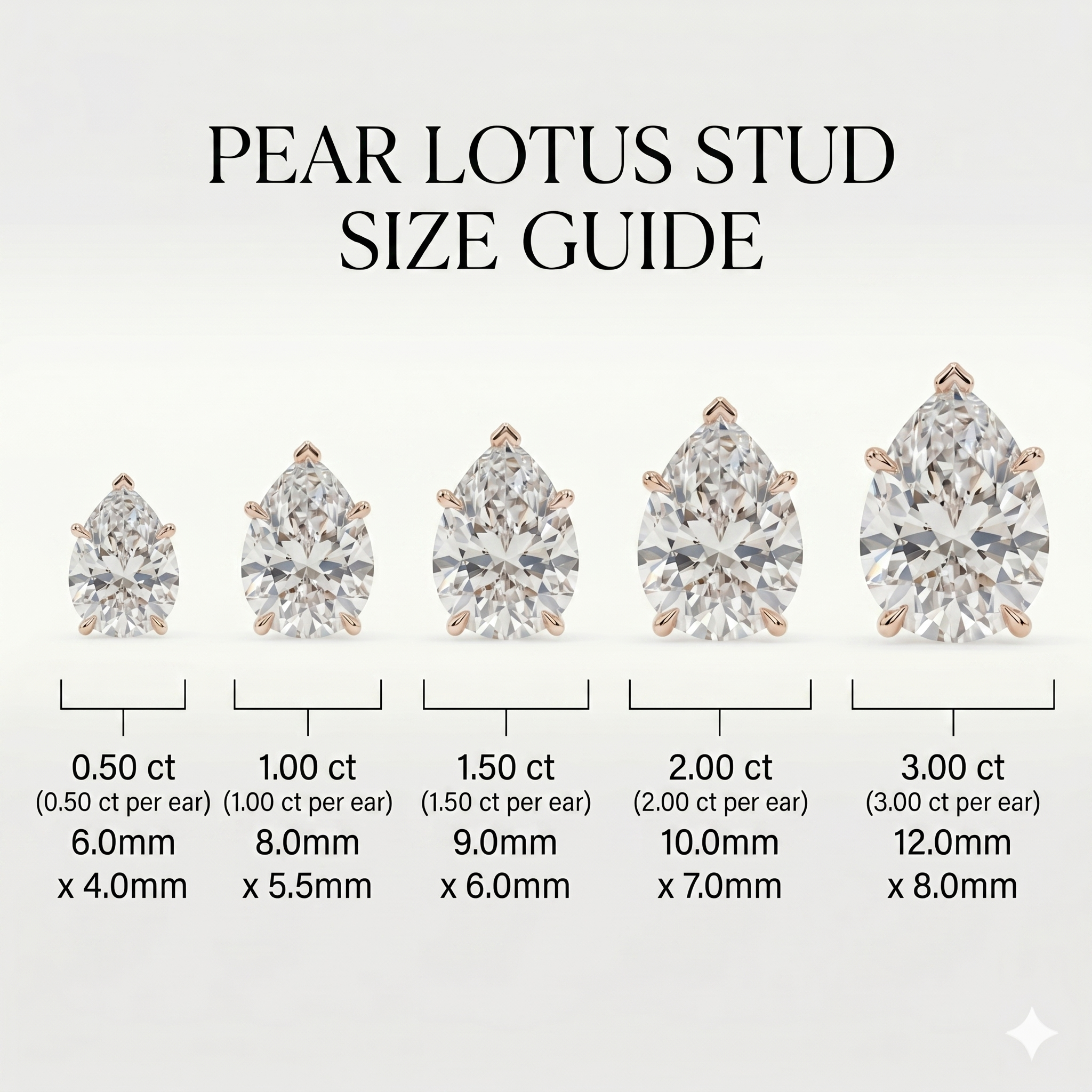 Pear solitaire studs - Lotus setting