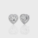 4 ct Heart halo studs - Basket setting
