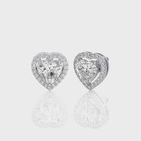 4 ct Heart halo studs - Basket setting