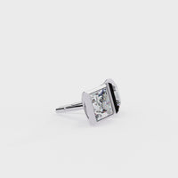 2 cts princess solitaire studs - Bezel setting