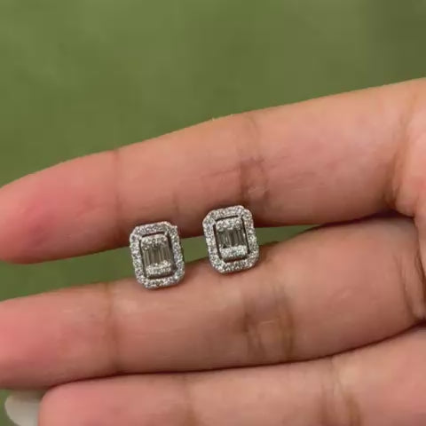 Illusion Baguette Halo Studs