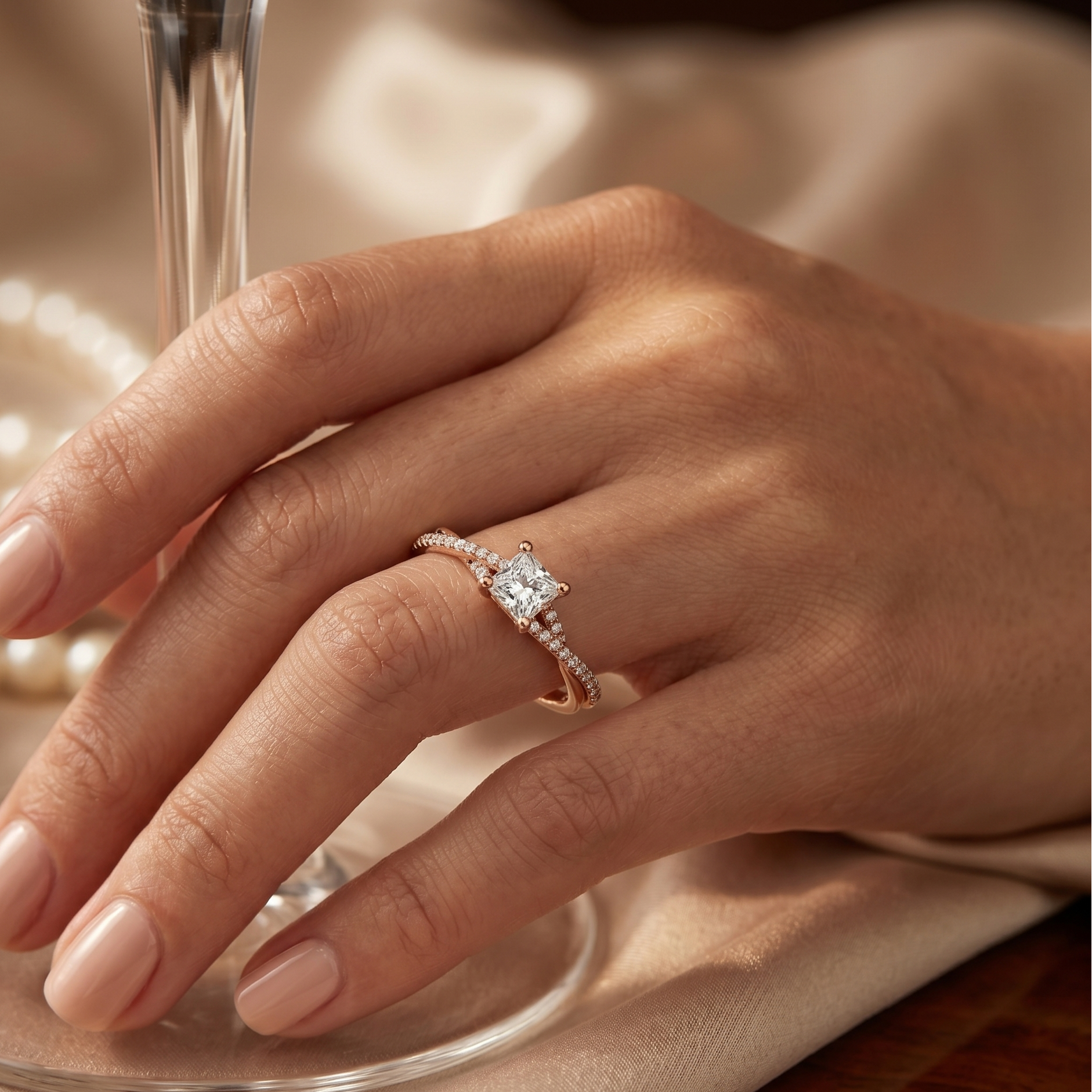 Twist Solitaire Ring - Princess 0.5ct