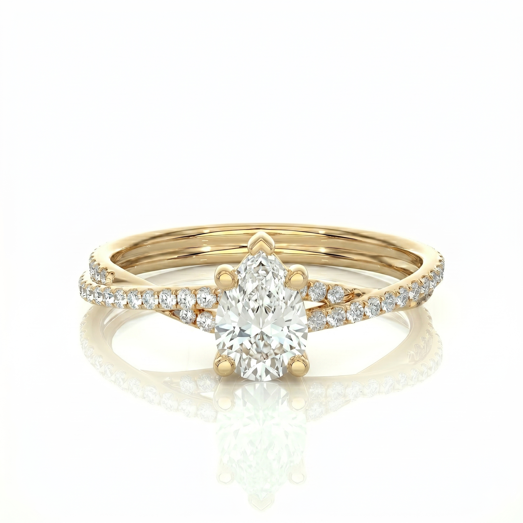 Twist Solitaire Ring - Pear 2ct