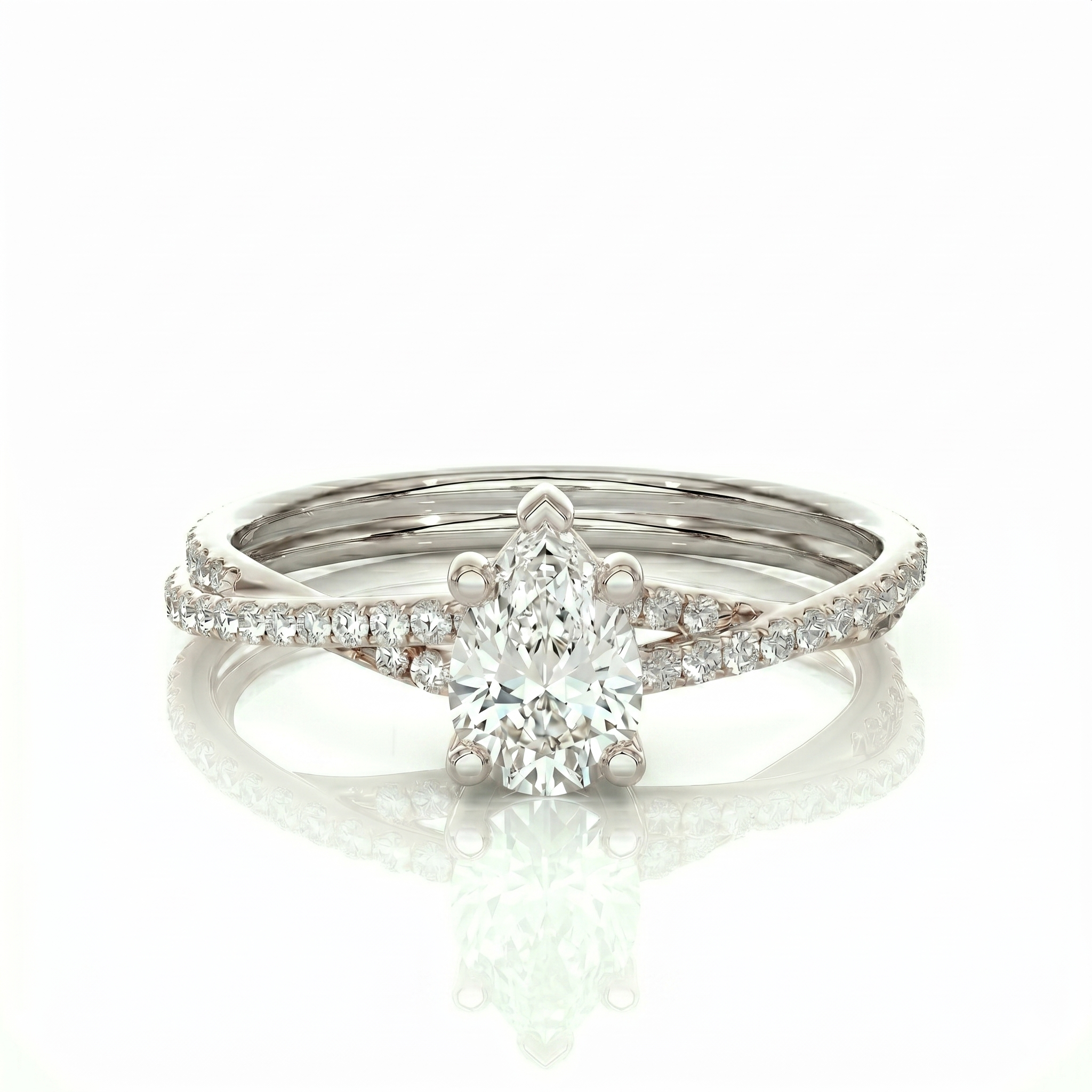 Twist Solitaire Ring - Pear 2ct